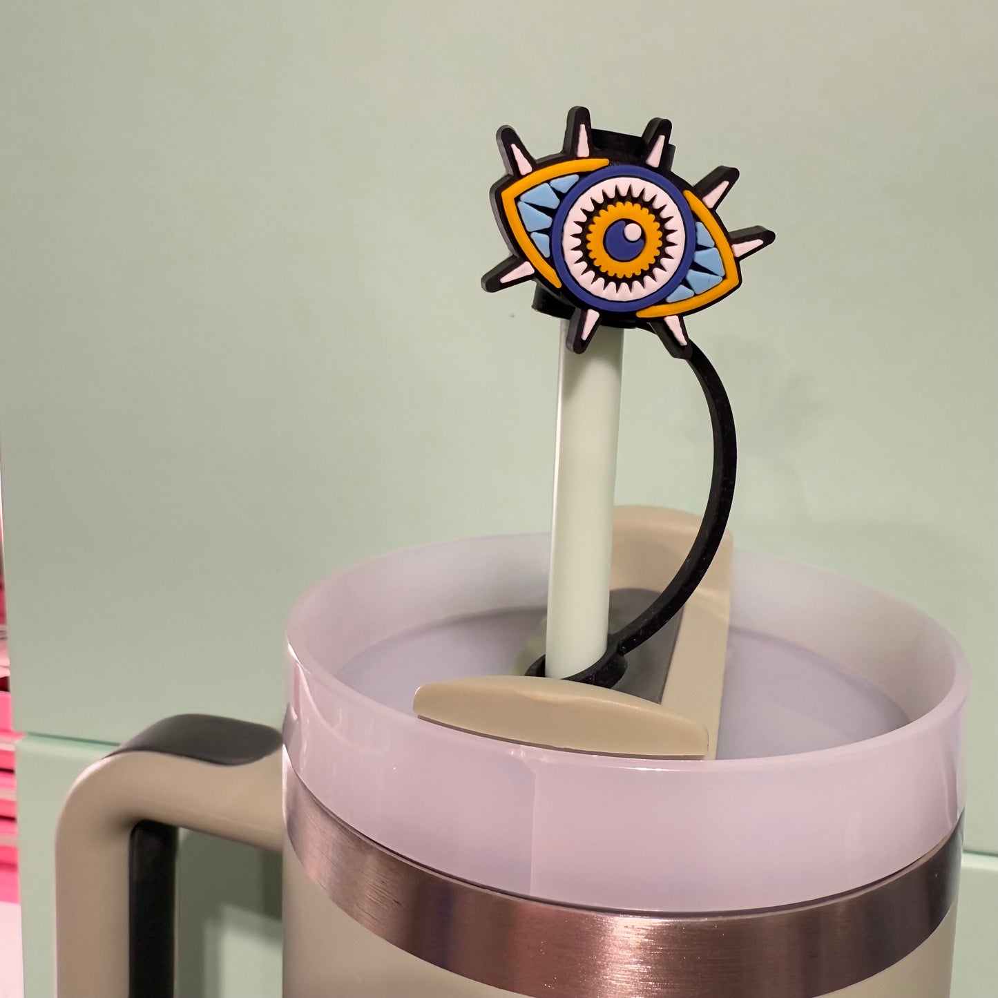 Evil eye straw topper