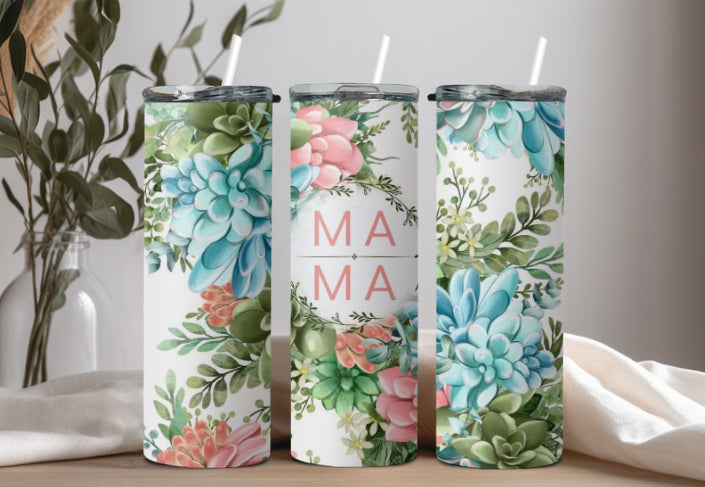 Mama floral tumbler