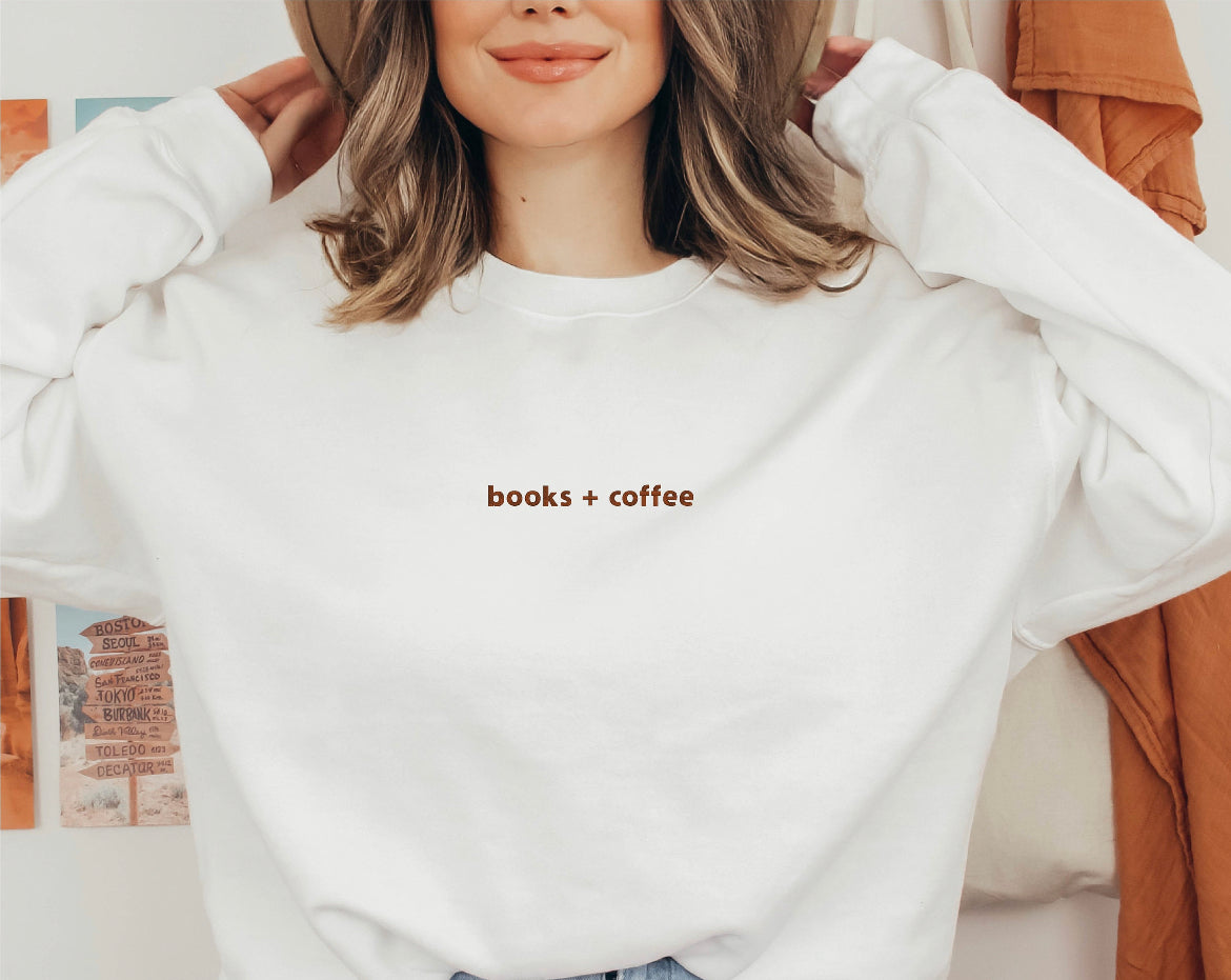 Books + coffee sweatshirt