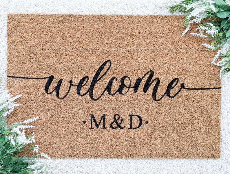 Custom welcome pizza doormat