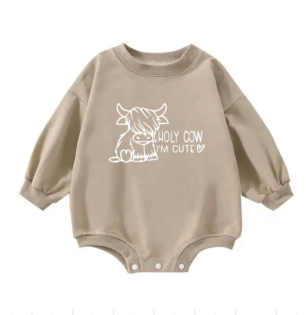 Holy cow I’m cute sweatshirt romper