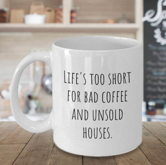 Old coffee and unsold houses mug