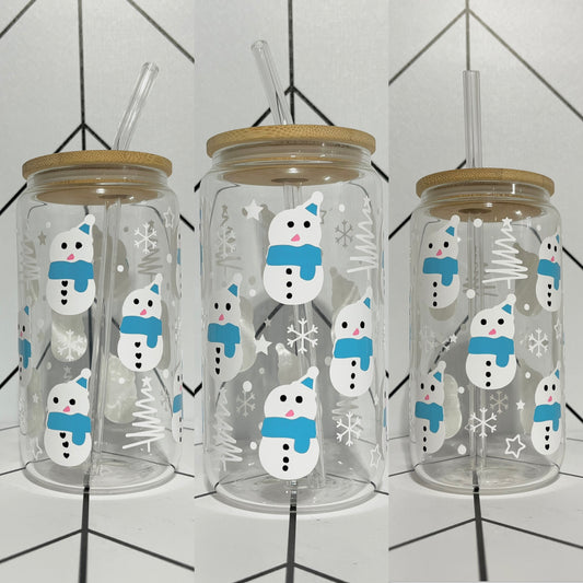 Snowman libbey glass cup