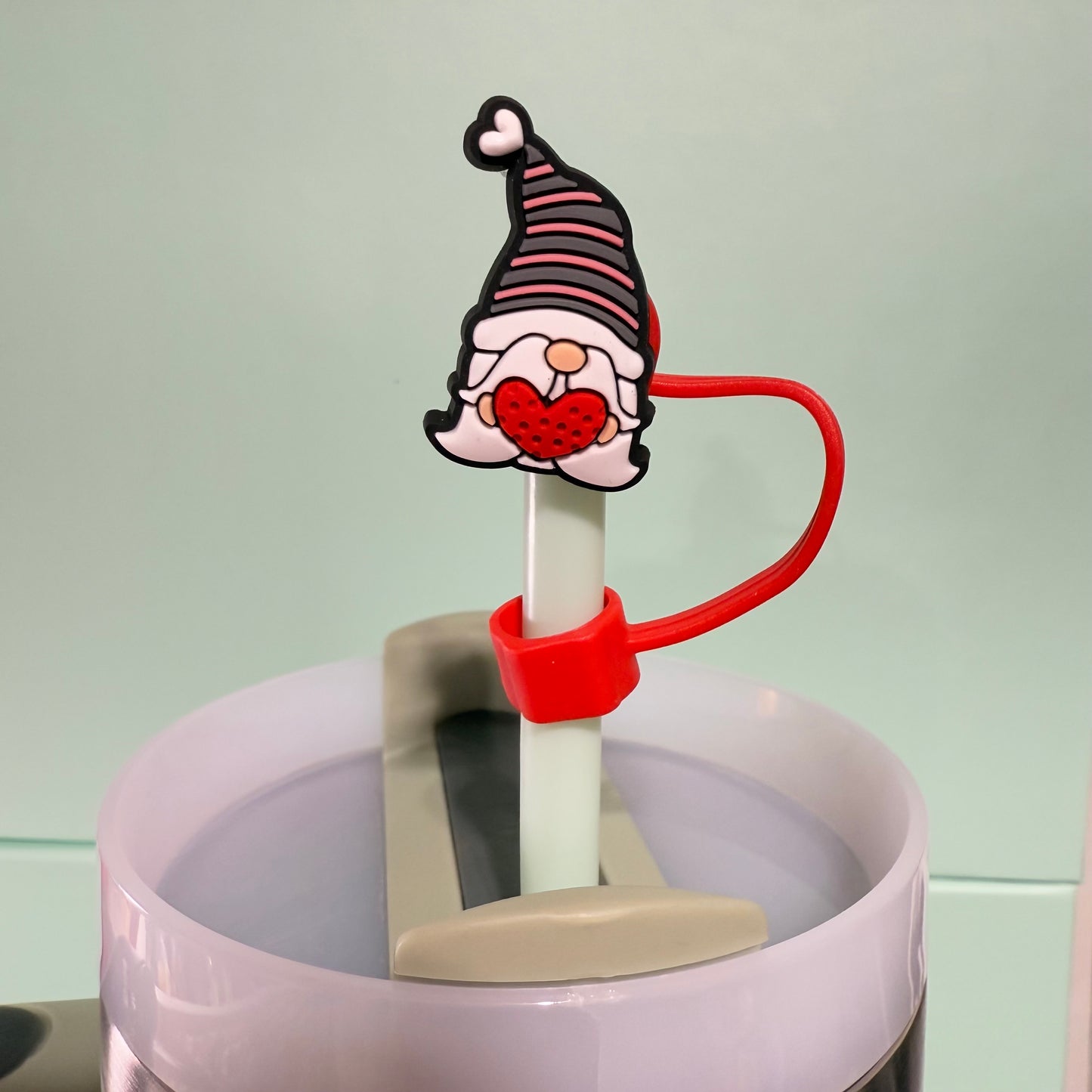 Valentines gnome straw topper