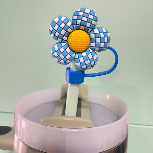 Checkered Flower straw topper