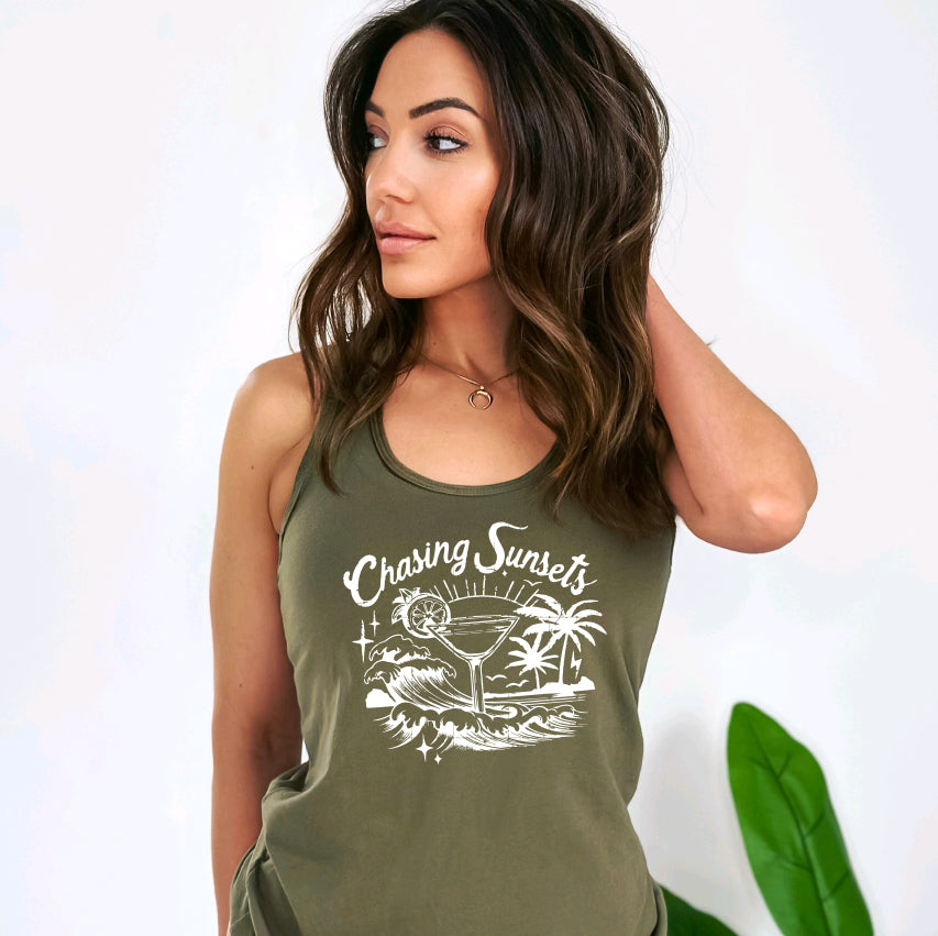 Chasing sunsets tank top