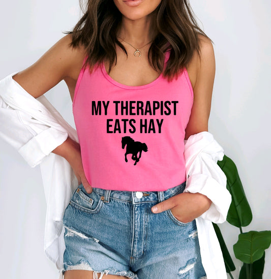 My therapist eats hay tank top