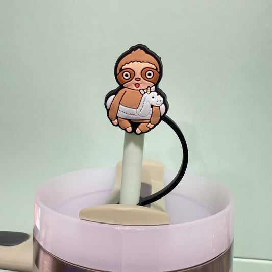Sloth straw topper