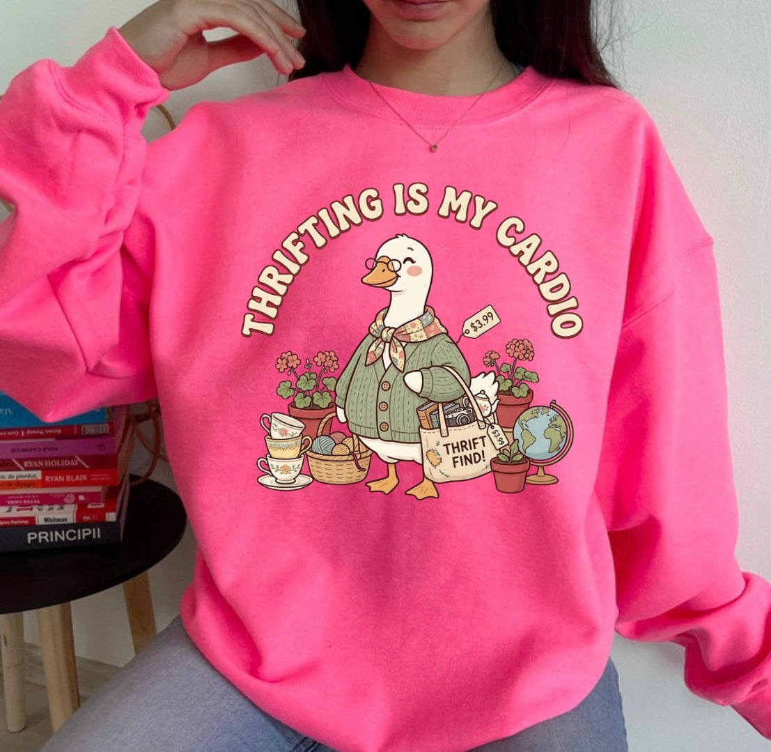 Thrifting is my cardio sweatshirt