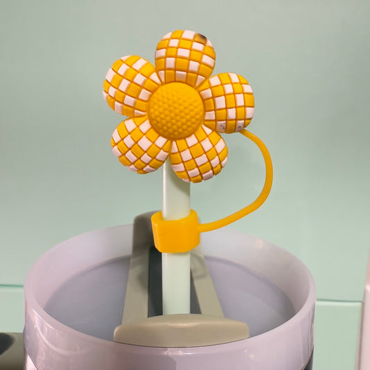 Checkered Flower straw topper