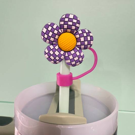 Checkered Flower straw topper