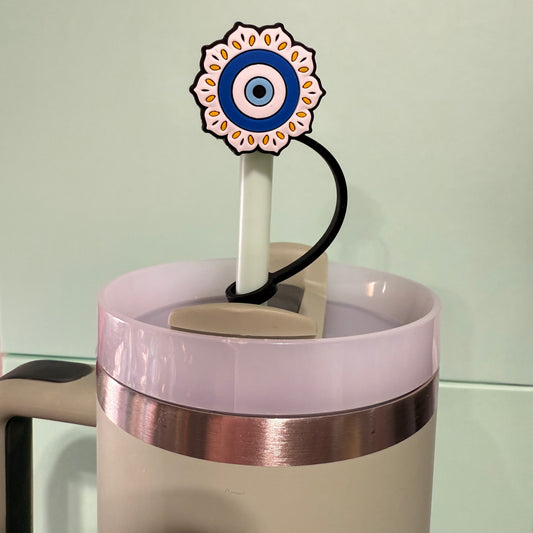 Evil eye straw topper