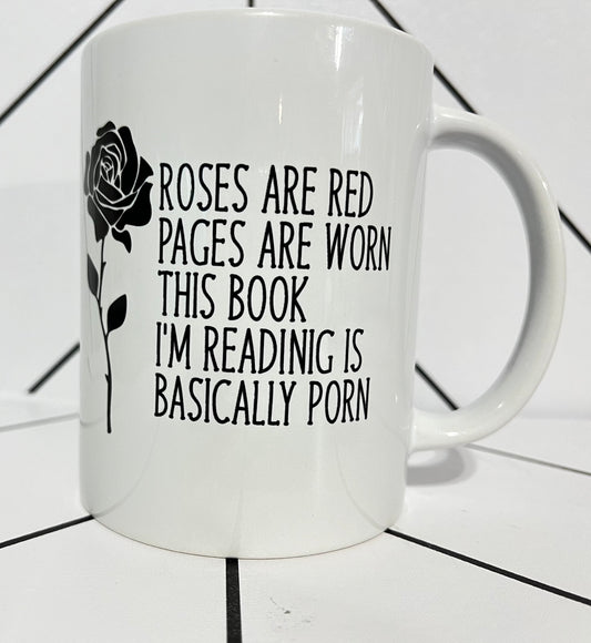 15 oz coffee mug roses are red