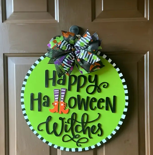 Happy Halloween witches sign