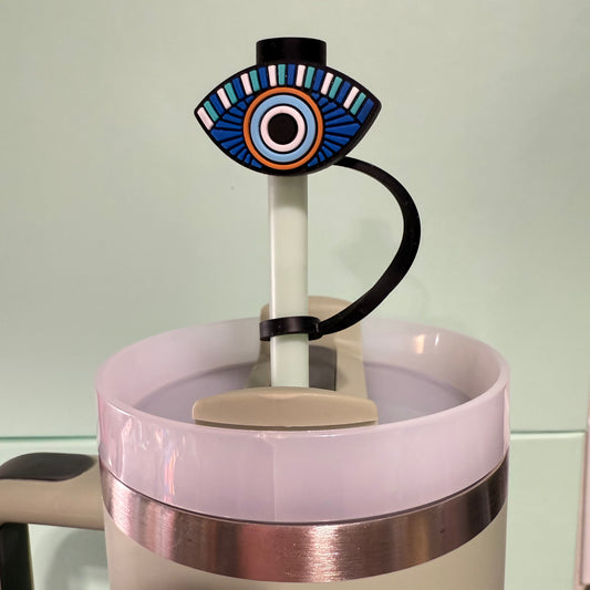 Evil eye straw topper