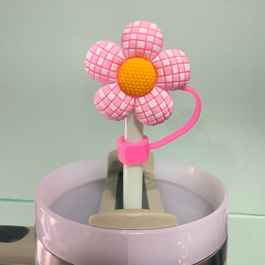 Checkered Flower straw topper