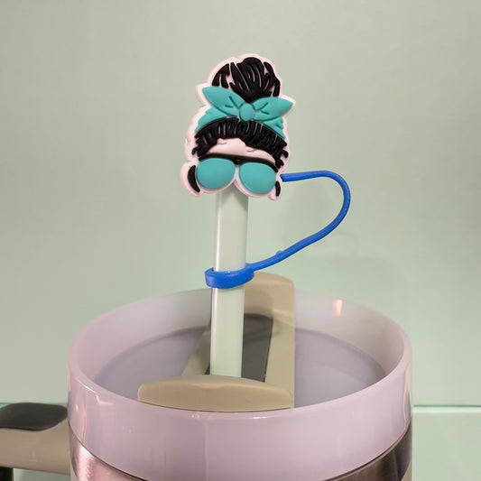 Messy bun straw topper