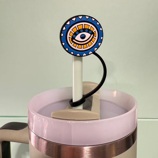 Evil eye straw topper