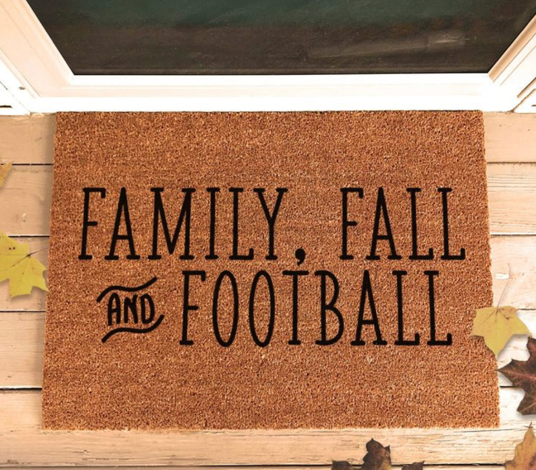 Family fall & football doormat