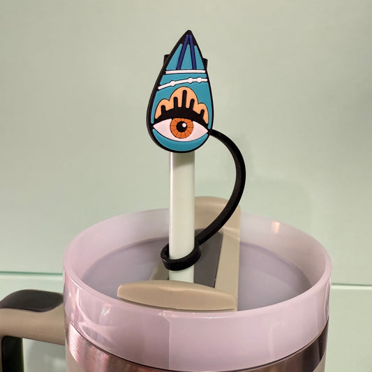 Evil eye straw topper