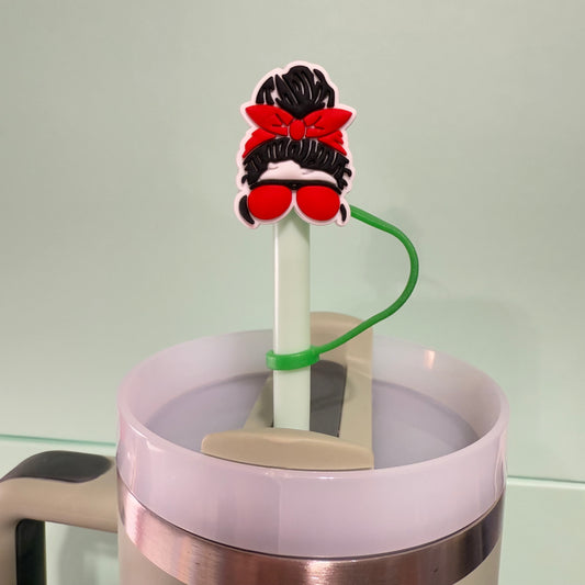 Messy bun straw topper