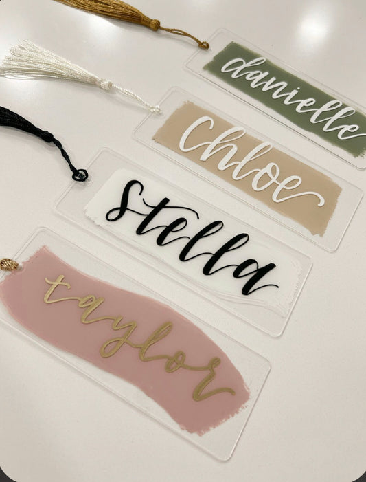 Custom name acrylic bookmark