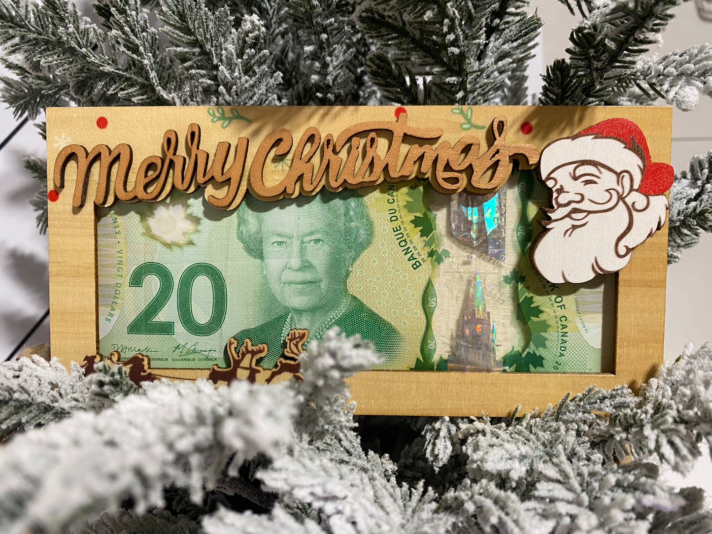 Wooden money gift holder