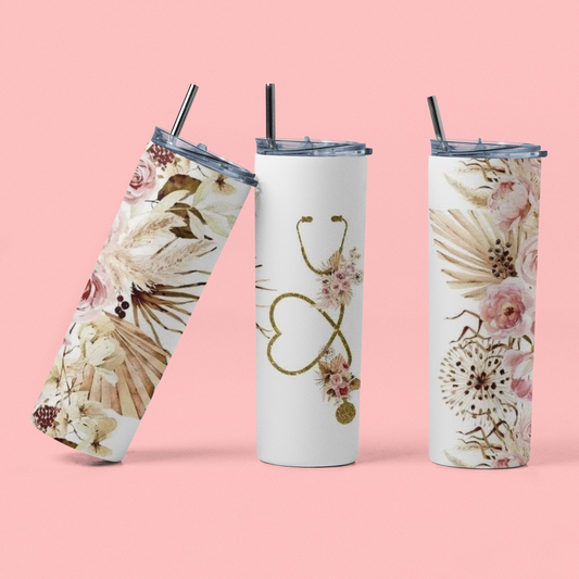 Stethoscope floral 20oz tumbler