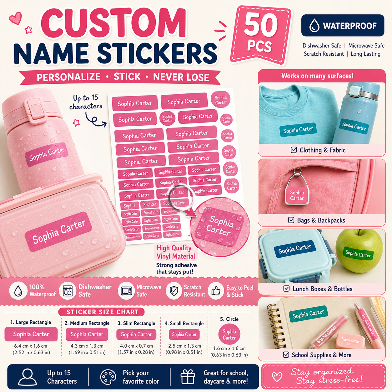 Custom Name Sticker Sheet (50Pack)