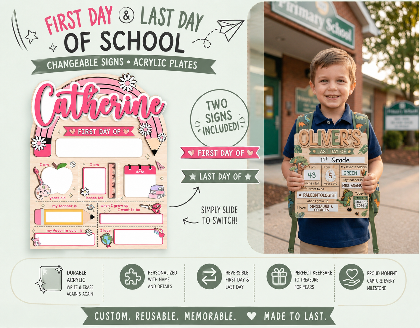 Personalized First & Last Day of School Sign