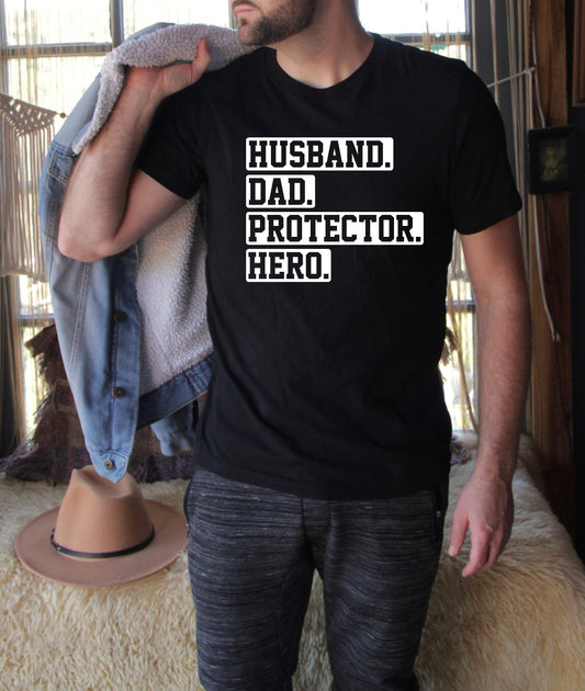 Husband dad protector hero tee