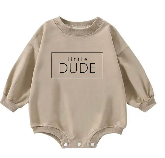 Little dude sweatshirt romper