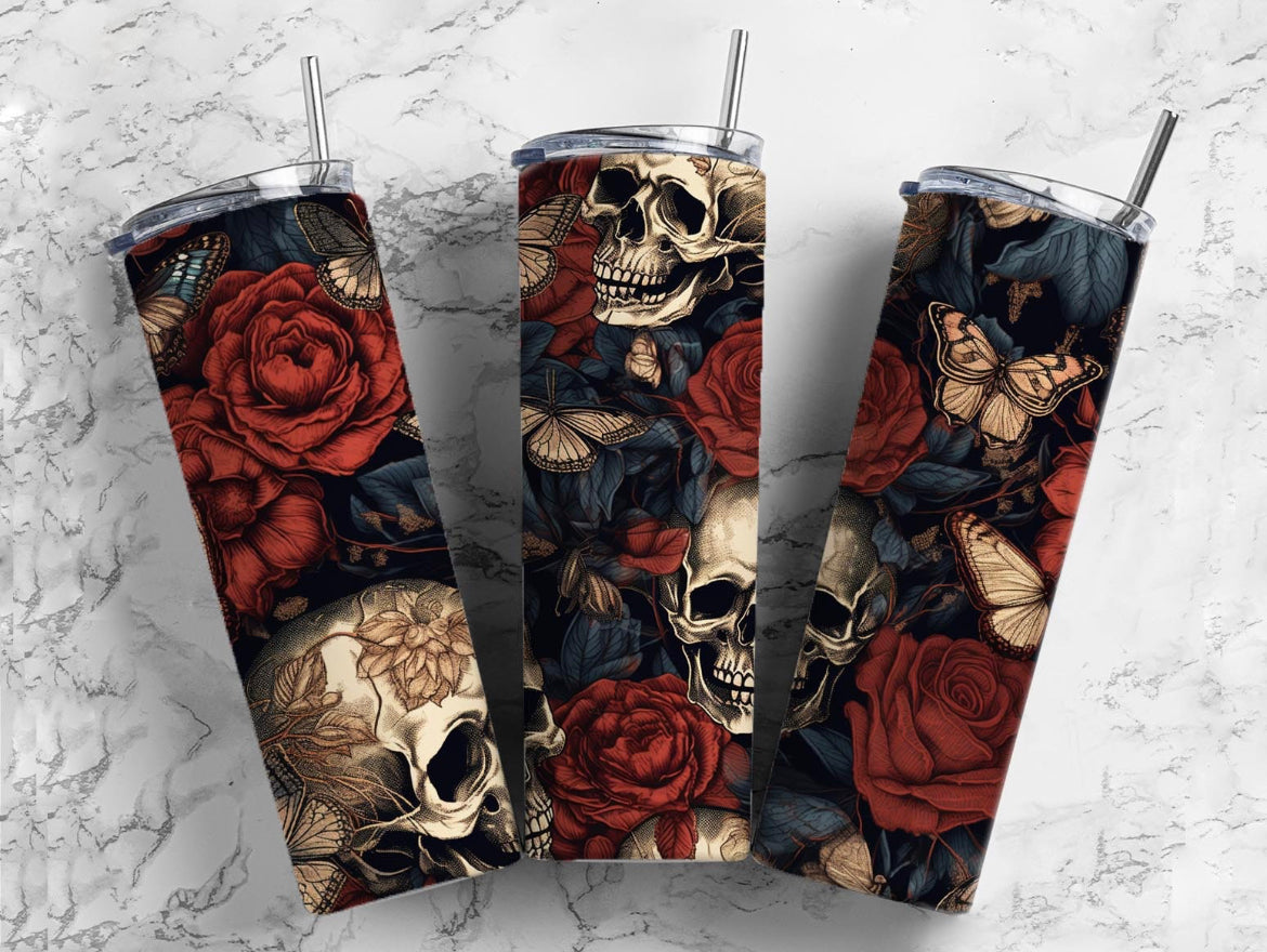 Skull roses 20oz tumbler