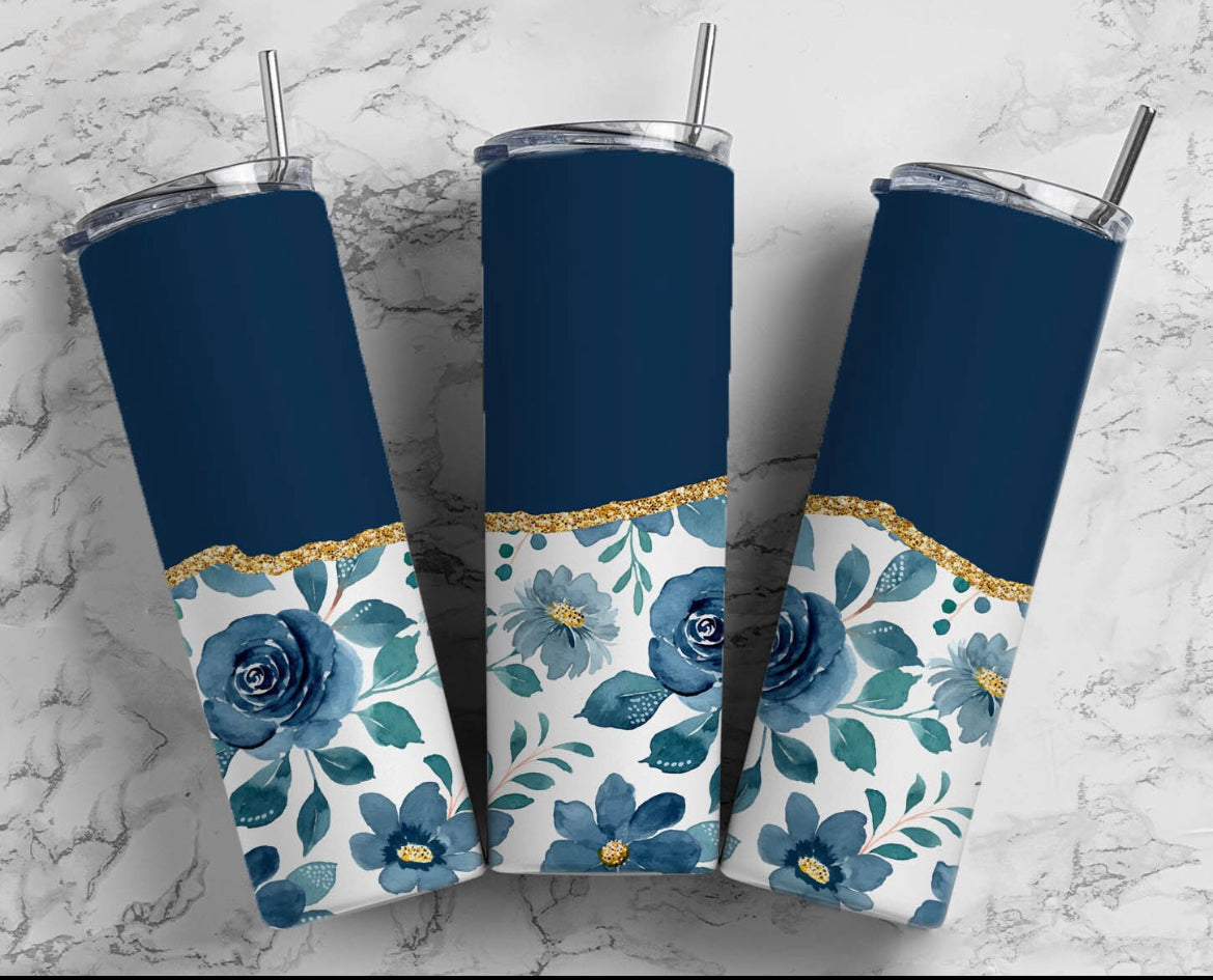 Blue floral tumbler