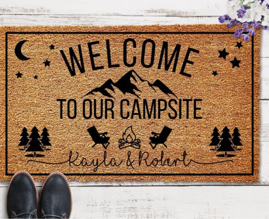Welcome to our campsite custom doormat