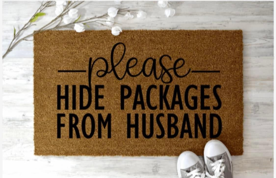 Please hide packages from husband doormat